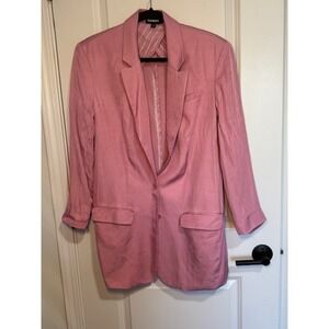Express‎ Pink Linen Blend Oversized Single Button Blazer Women's Size Medium